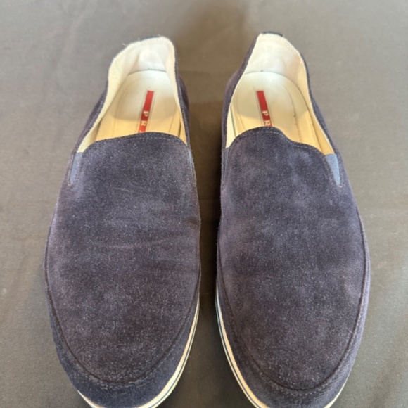 Prada Navy Suede Loafer Shoes main image 5